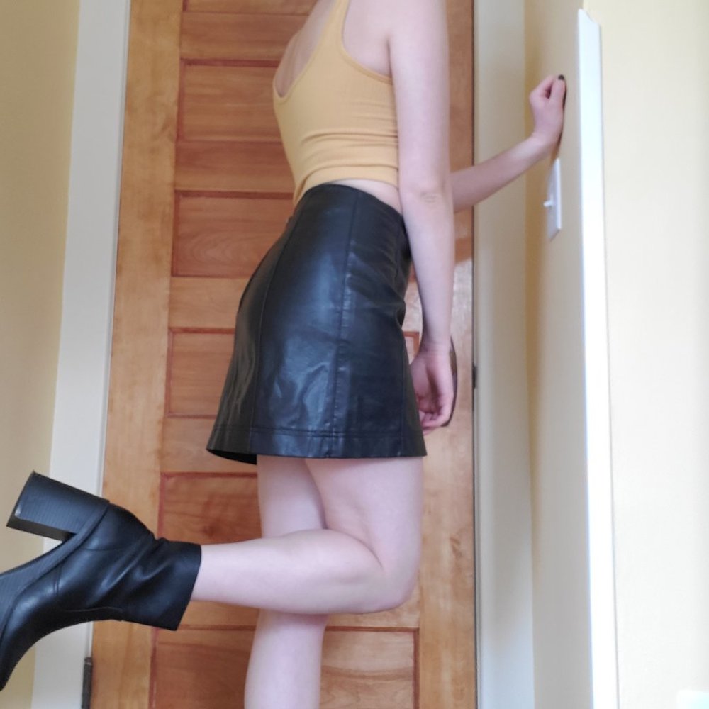 Y2K Faux Leather Mini Skirt w/ Back Zip
